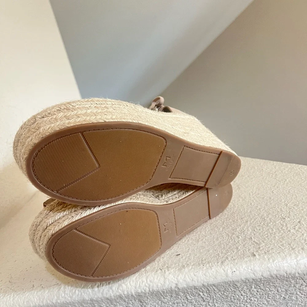Marc Fisher Alita cream Espadrille Platform Wedge Sandals Size 10 Summer Chic‎